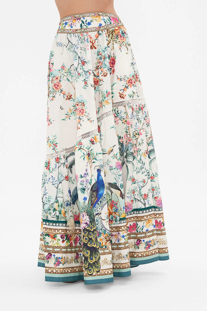Skirt With Shaped Seam in Plumes and Parterres