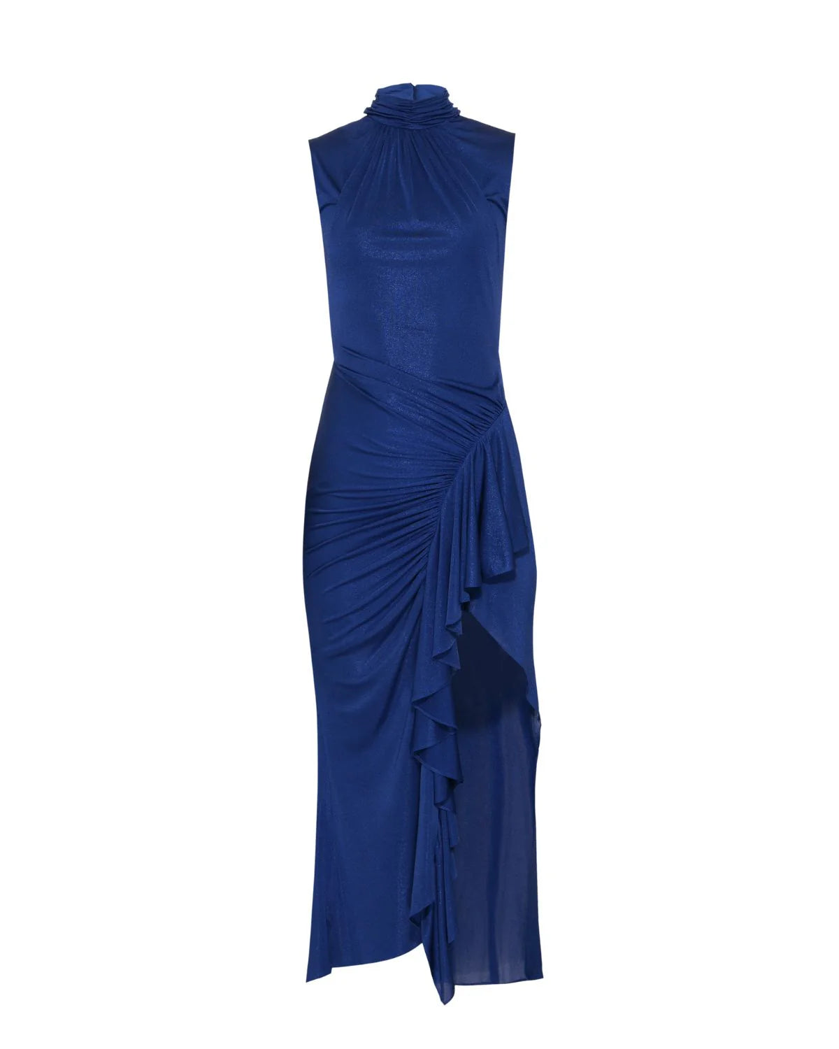 Metallic Jersey Sleeveless Midi Dress in Sapphire