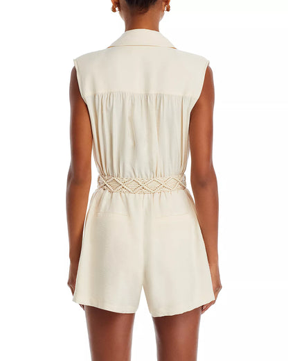 Lela Belted Romper in Rattan