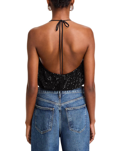 Sullivan Beaded V-Neck Halter Top