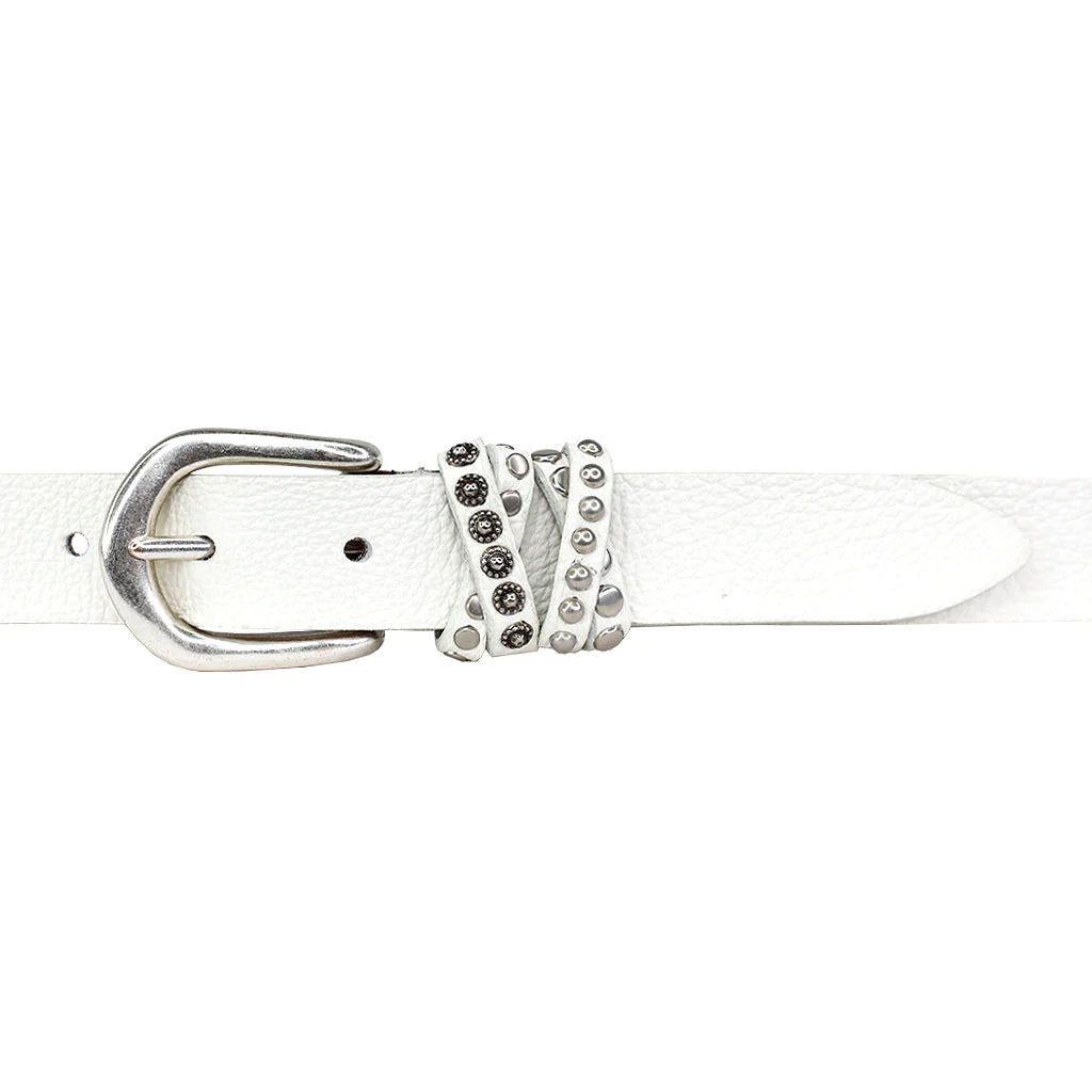 STREETS AHEAD - Willow Belt in White Studded Loop Silver