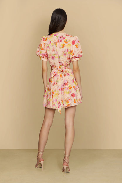 Cole Cutout Mini Dress in Flowers Cloud - FINAL SALE