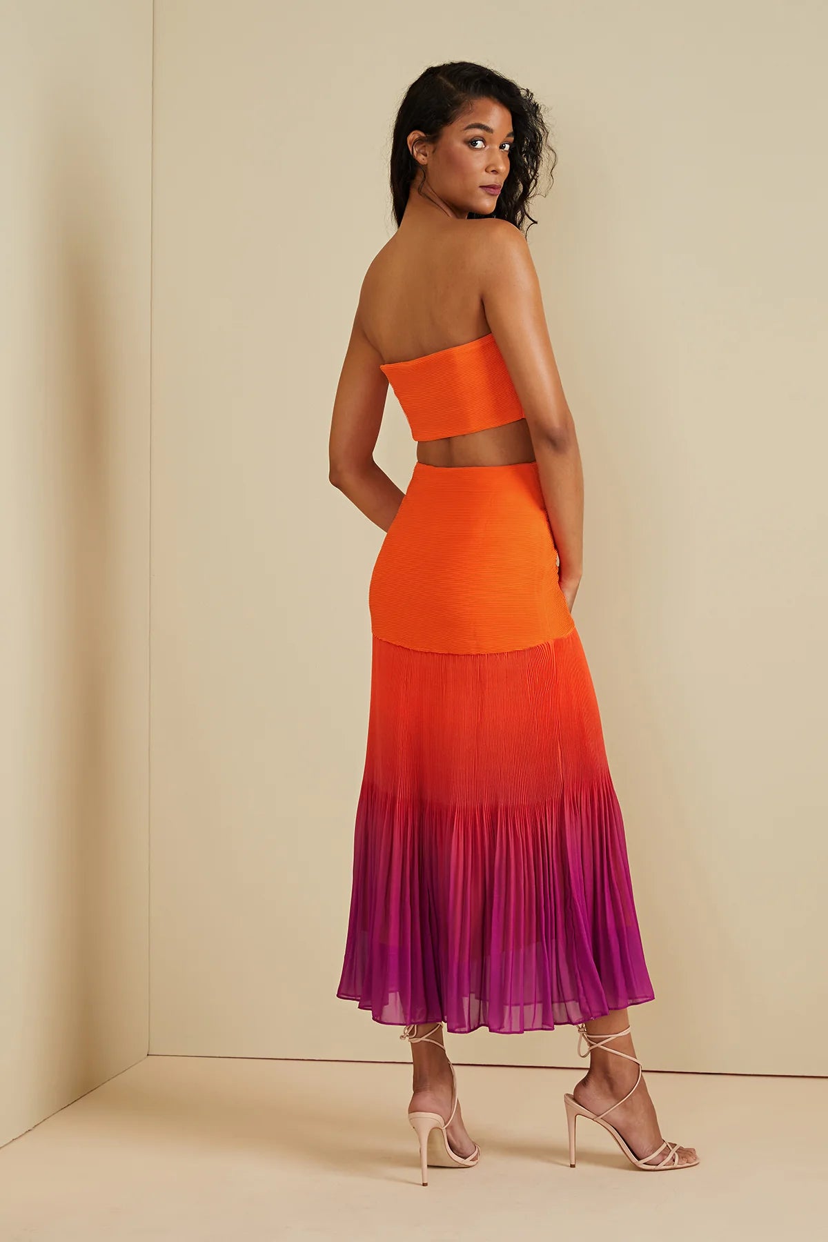 Louise Pleated Maxi Skirt in Sangria Dip - FINAL SALE