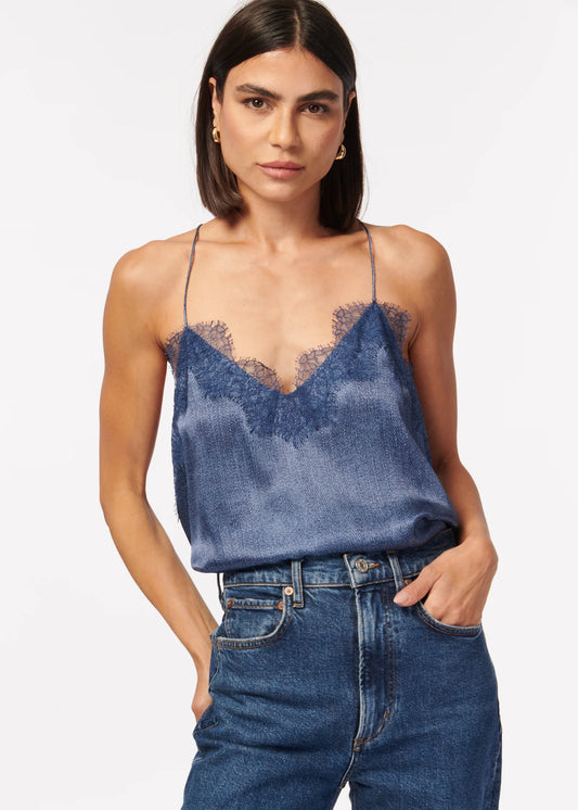 Racer Charmeuse Camisole in Raw Denim