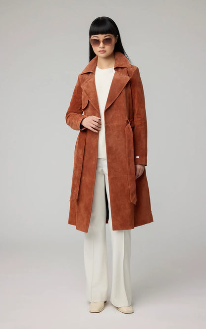 ALEXIS-N Slim-Fit Suede Trench Coat