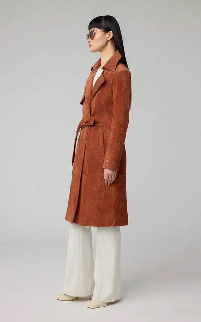 ALEXIS-N Slim-Fit Suede Trench Coat