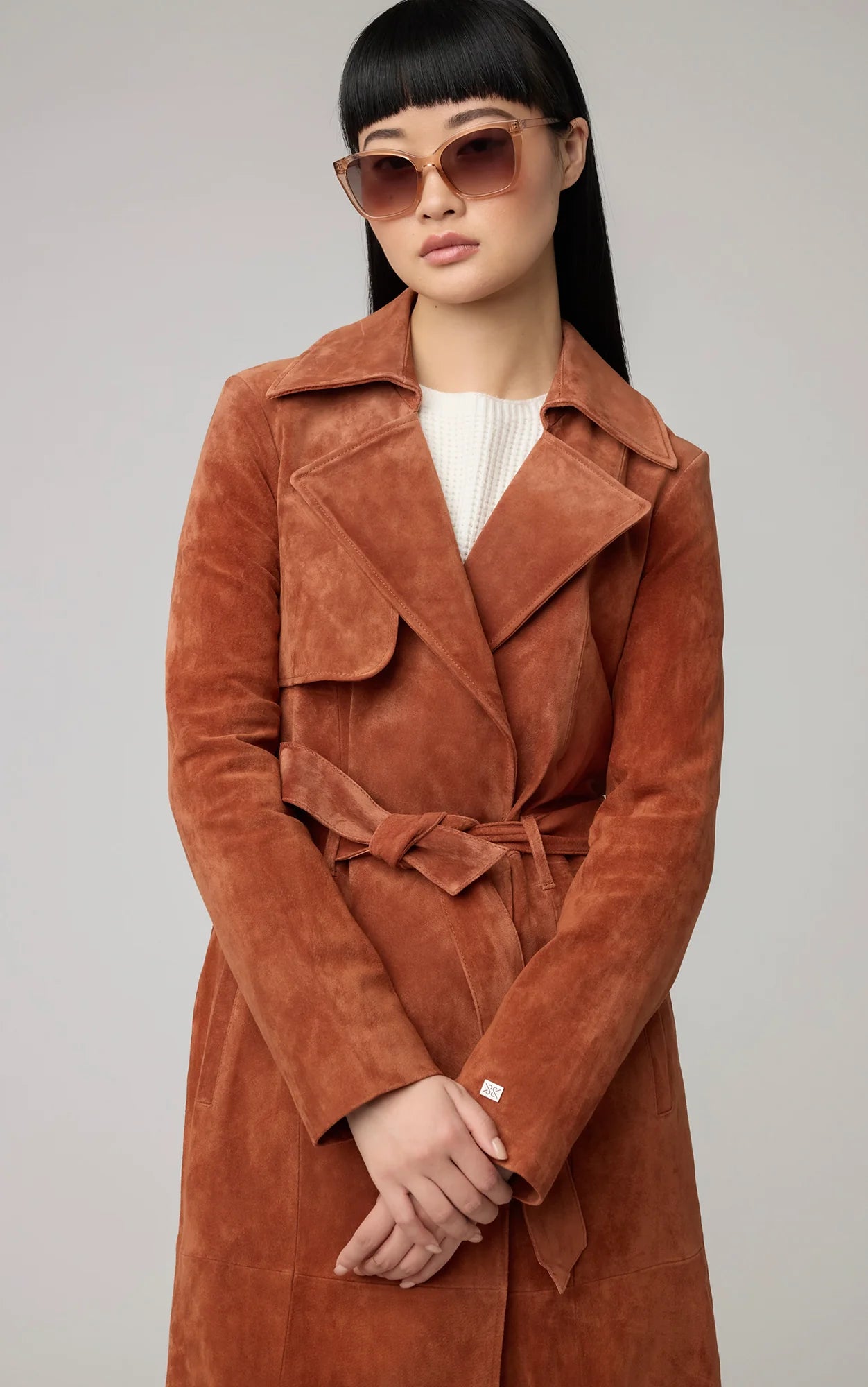 ALEXIS-N Slim-Fit Suede Trench Coat