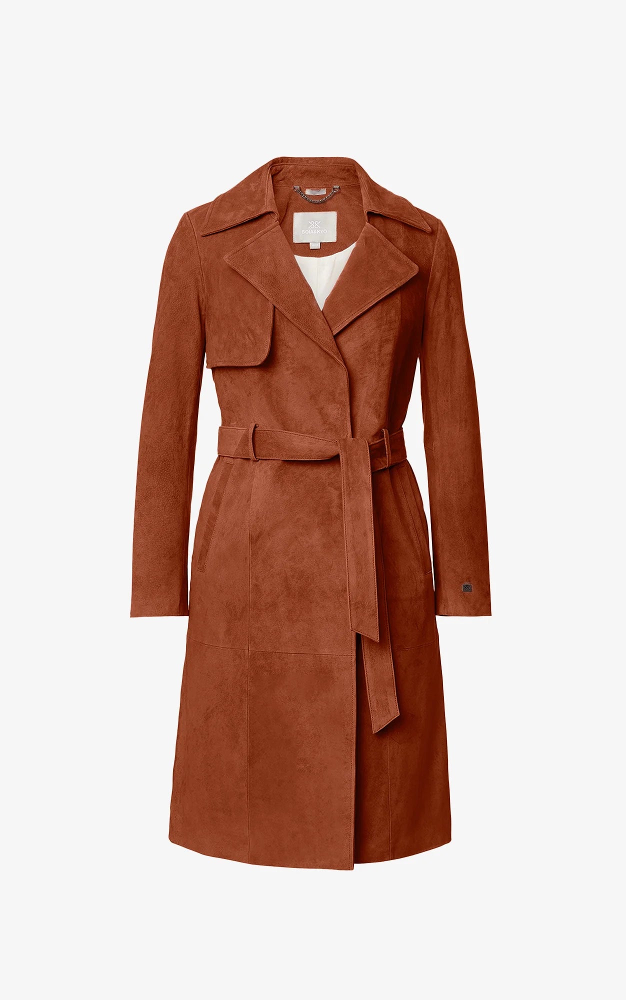 ALEXIS-N Slim-Fit Suede Trench Coat