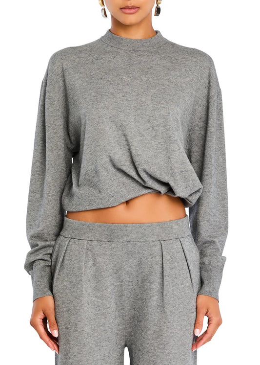 Autumn Knit Sweater in Heather Grey