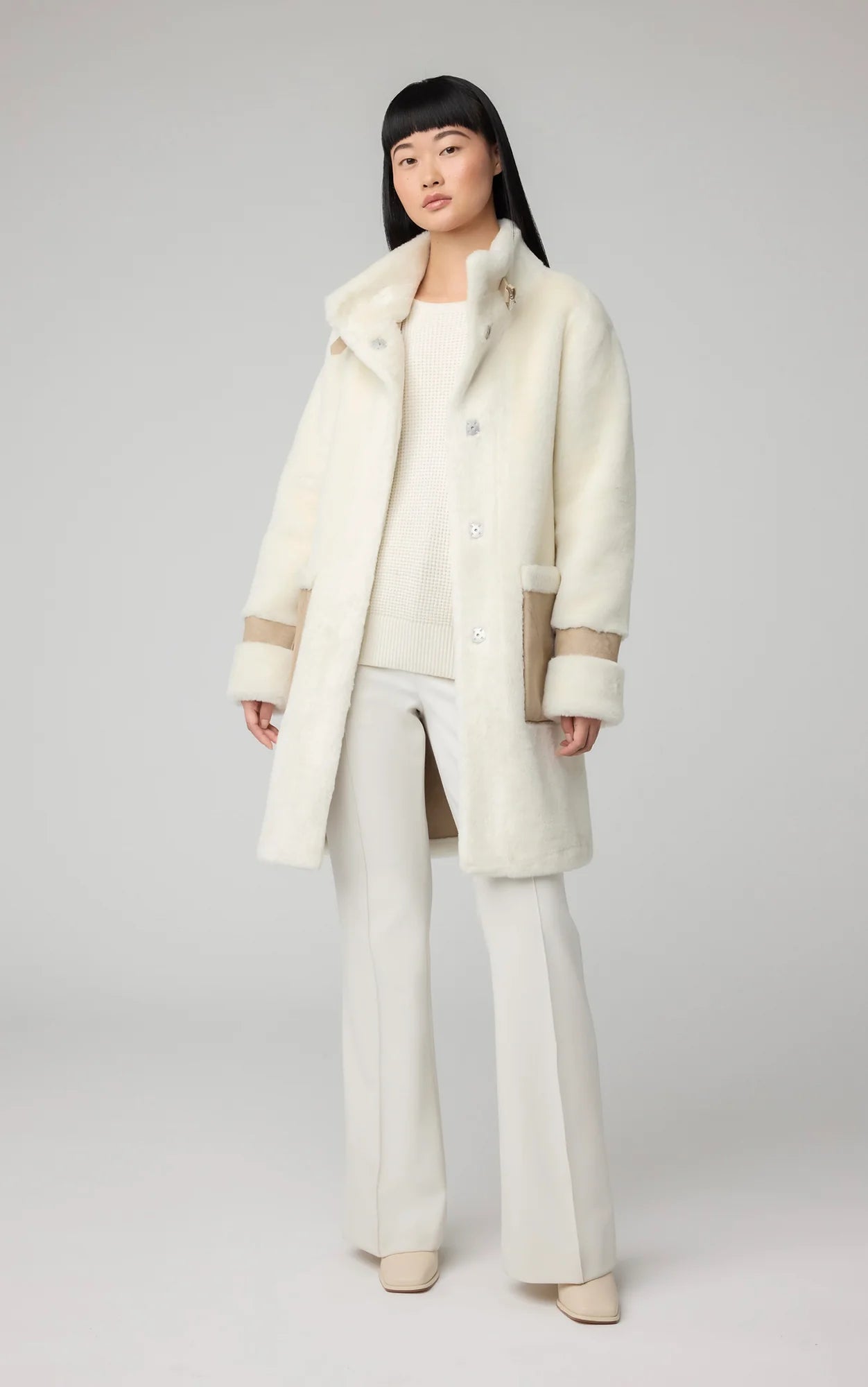 FIALA Straight-Fit Luxe Faux Sherpa Coat