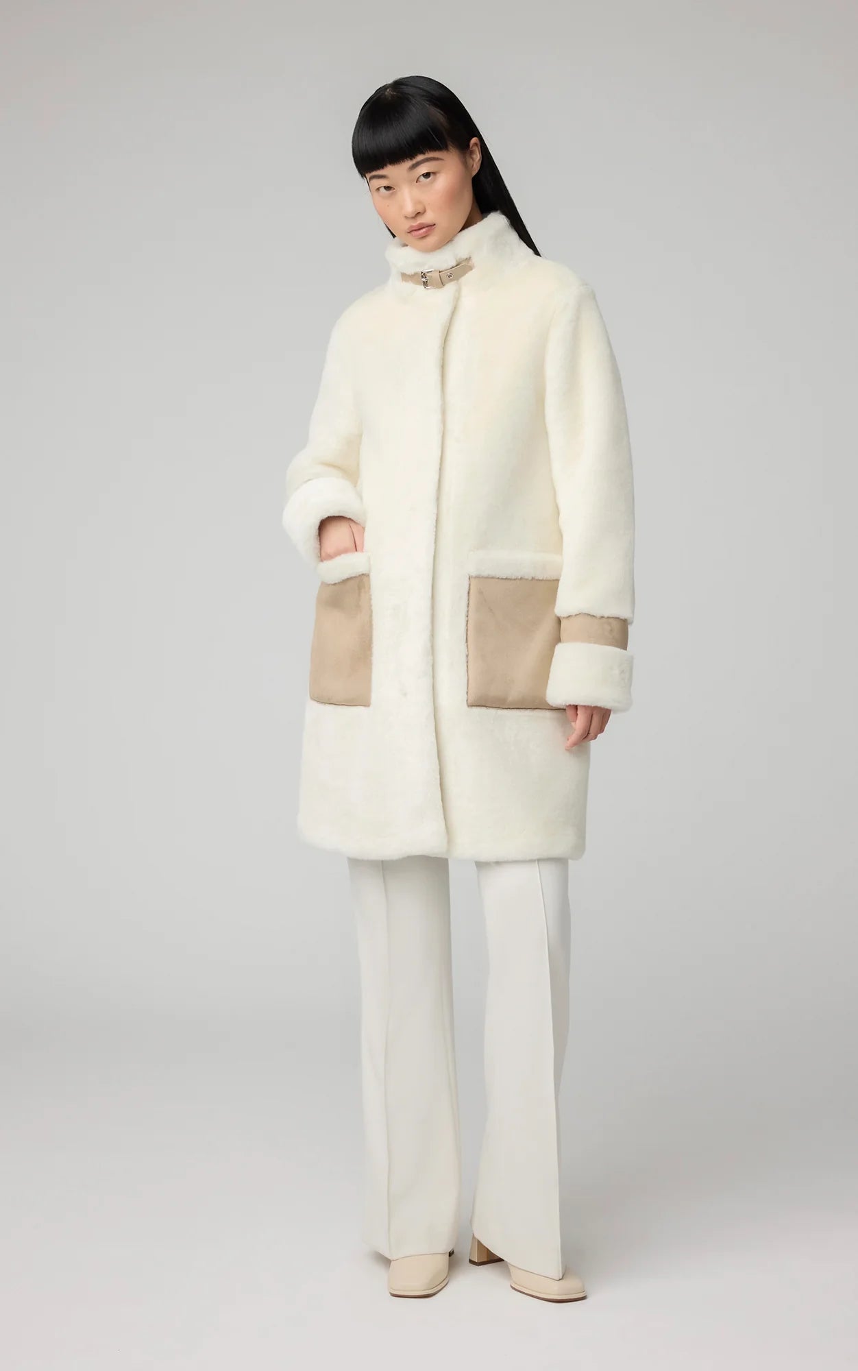 FIALA Straight-Fit Luxe Faux Sherpa Coat