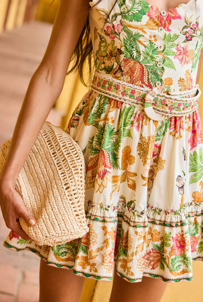 Pahi Skater Dress in Off White Floral