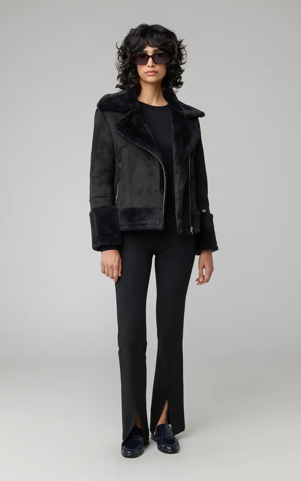 PHOEBE Relaxed-Fit Luxe Faux Sherpa Biker Jacket