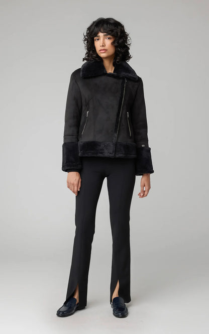 PHOEBE Relaxed-Fit Luxe Faux Sherpa Biker Jacket