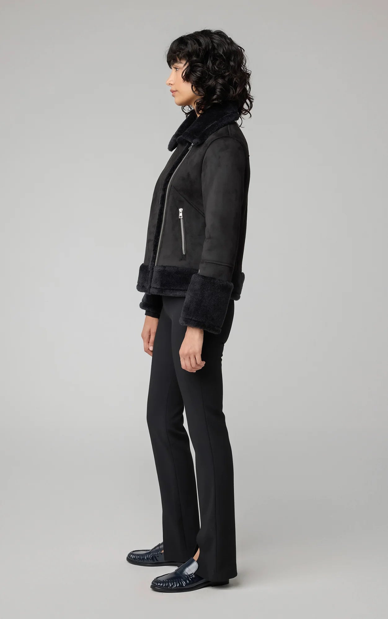 PHOEBE Relaxed-Fit Luxe Faux Sherpa Biker Jacket