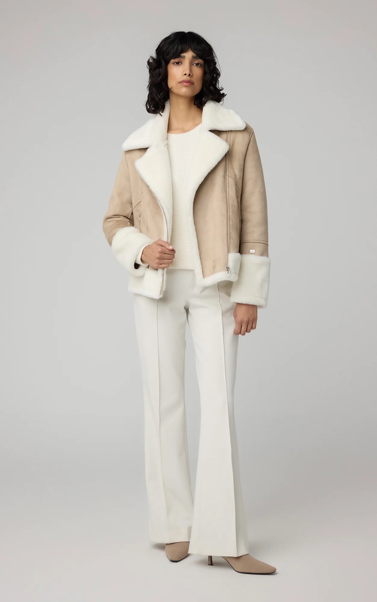 PHOEBE Relaxed-Fit Luxe Faux Sherpa Biker Jacket