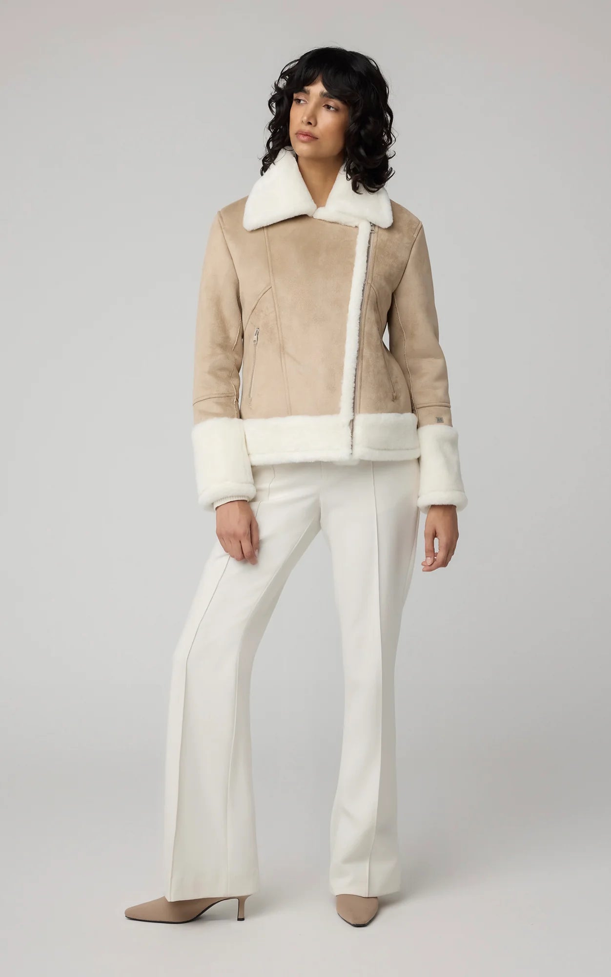 PHOEBE Relaxed-Fit Luxe Faux Sherpa Biker Jacket