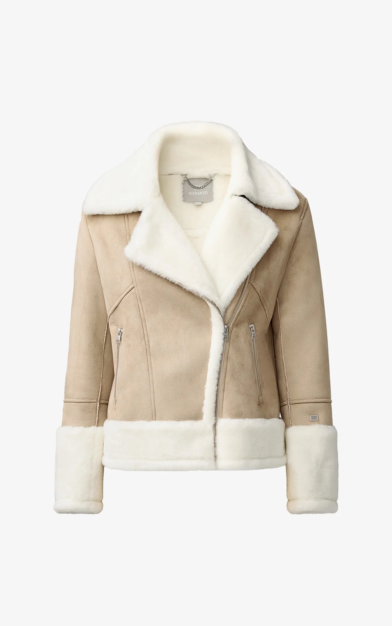 PHOEBE Relaxed-Fit Luxe Faux Sherpa Biker Jacket