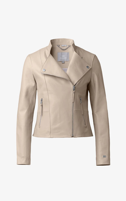 SASKIA-L Slim-Fit Leather Jacket With Stand Collar