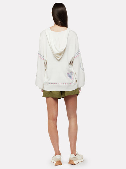 Harper Embroidered Hoodie in Ice Water