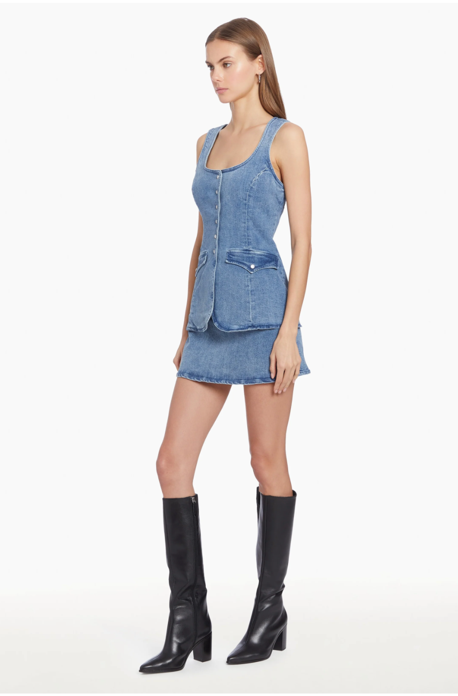 Kya Skort Romper in Denim