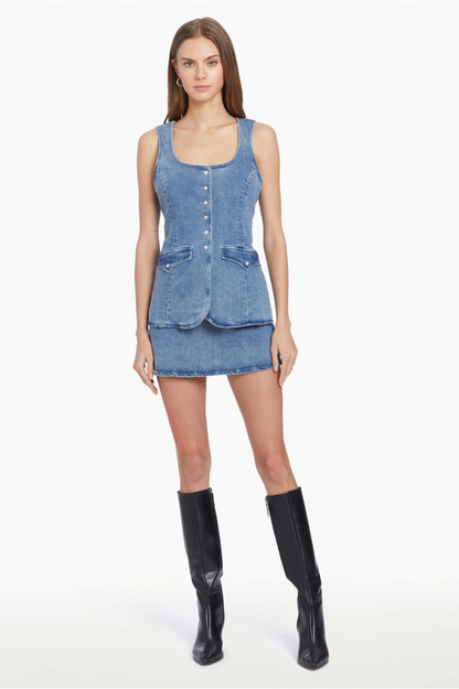 Kya Skort Romper in Denim