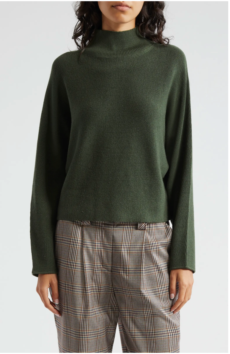 Cassidy Wool Turtleneck Sweater in Dark Sage