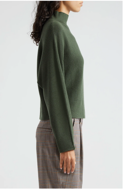 Cassidy Wool Turtleneck Sweater in Dark Sage