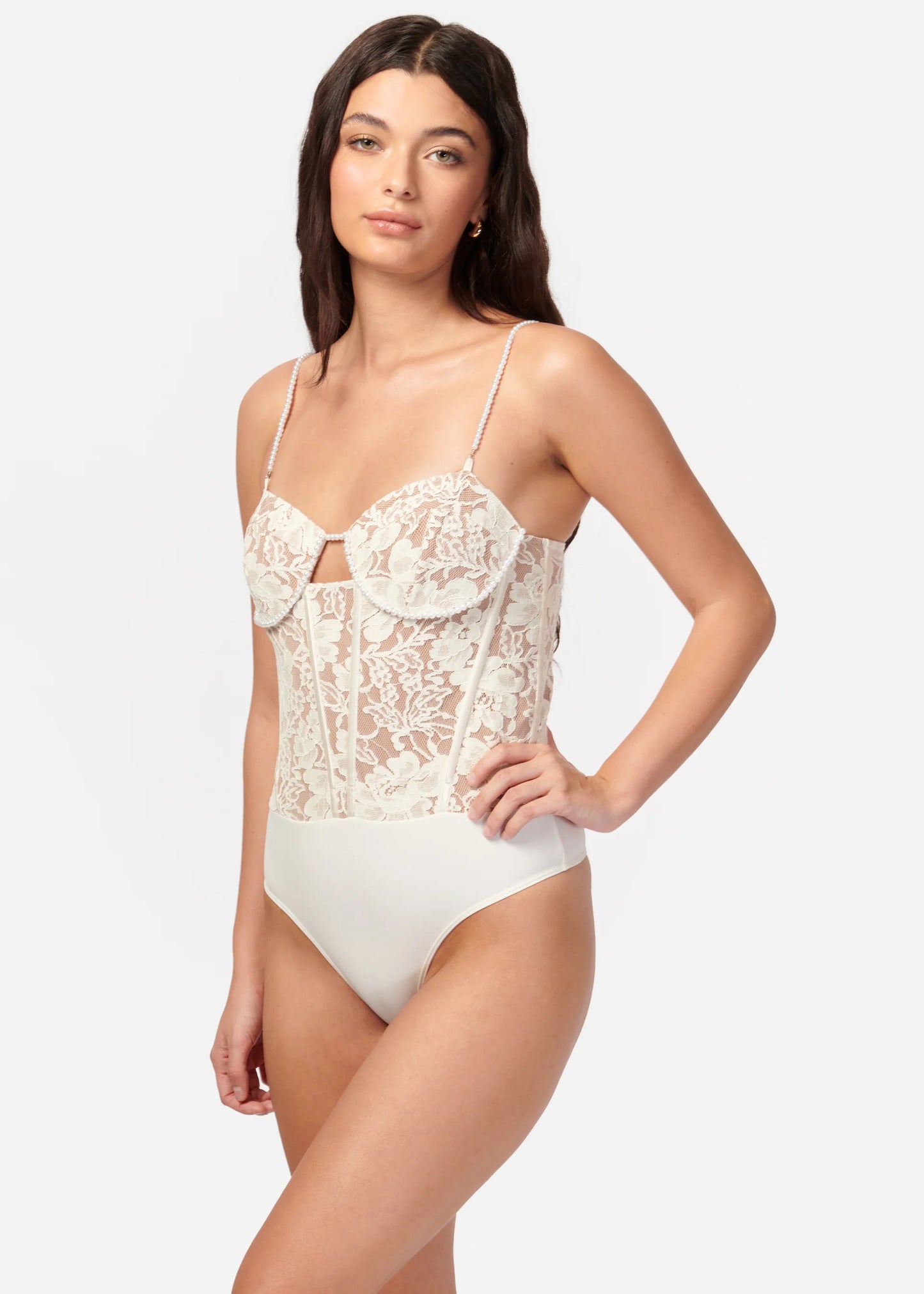 Delmara Corset Bodysuit in Ceramic