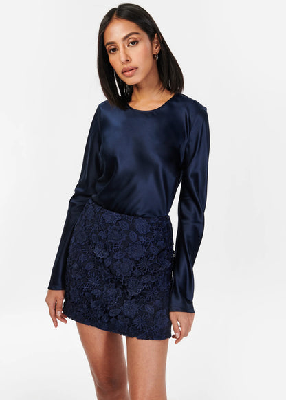 Florcienta Lace Skirt in Navy