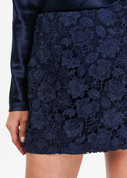 Florcienta Lace Skirt in Navy