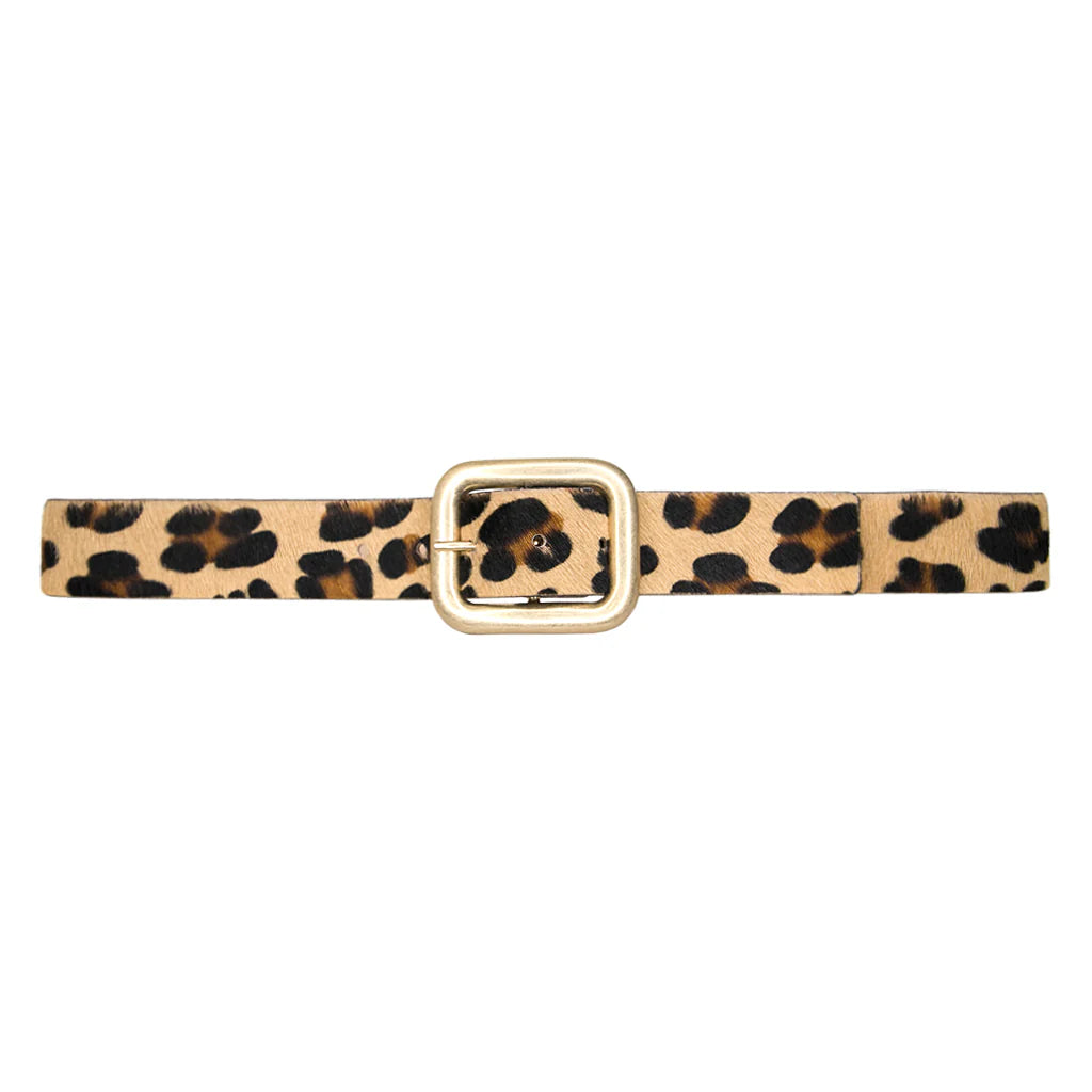 Julianne Belt Gold Buckle in Leopard Print Italian Leather