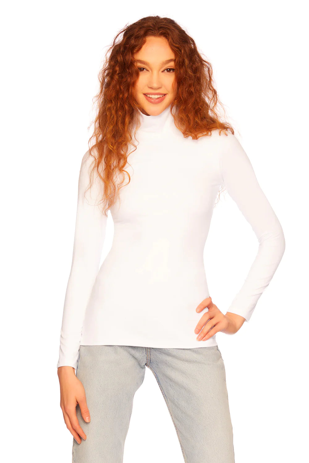 Susana Monaco - Essential Long Sleeve Turtleneck Top in White