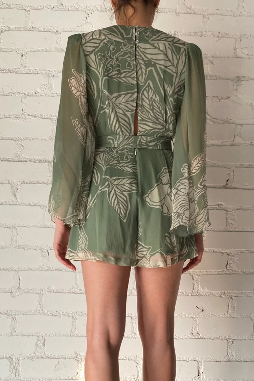 Dara Romper With Belt in Green