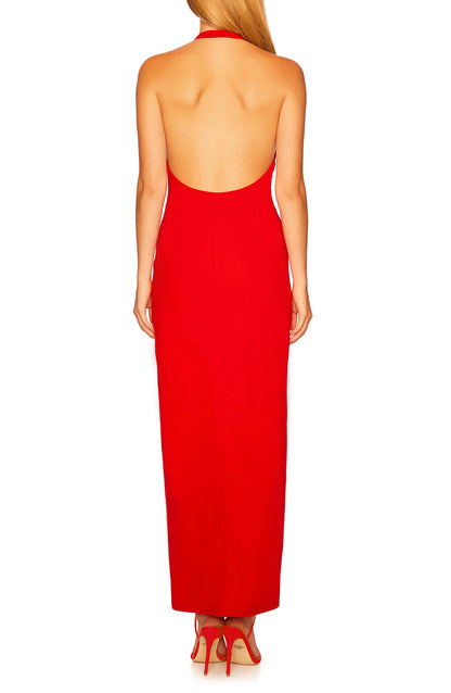 Susana Monaco - Open Back Halter Cocktail Dress in Perfect Red 2